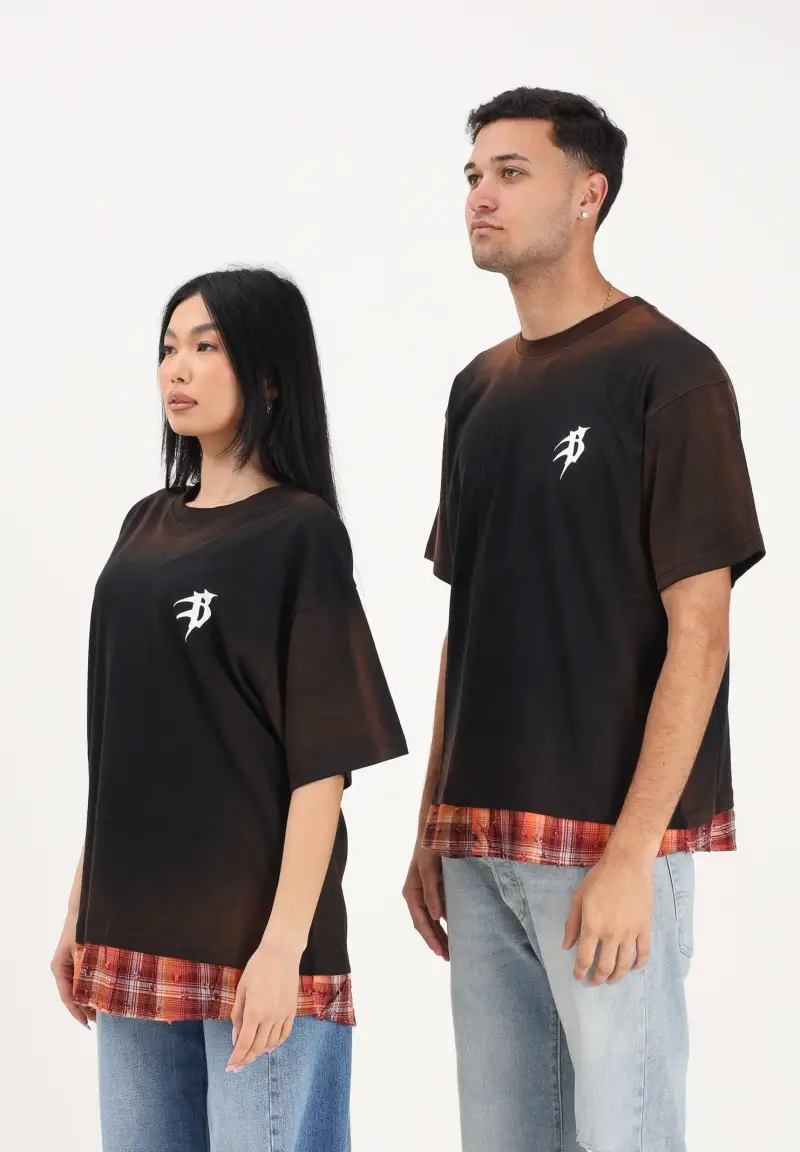 T-shirt a manica corta nera per uomo e donna con effetto sfumato