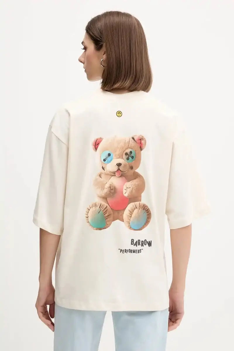 t-shirt in cotone colore beige F5BWUATH049 miniatura 3