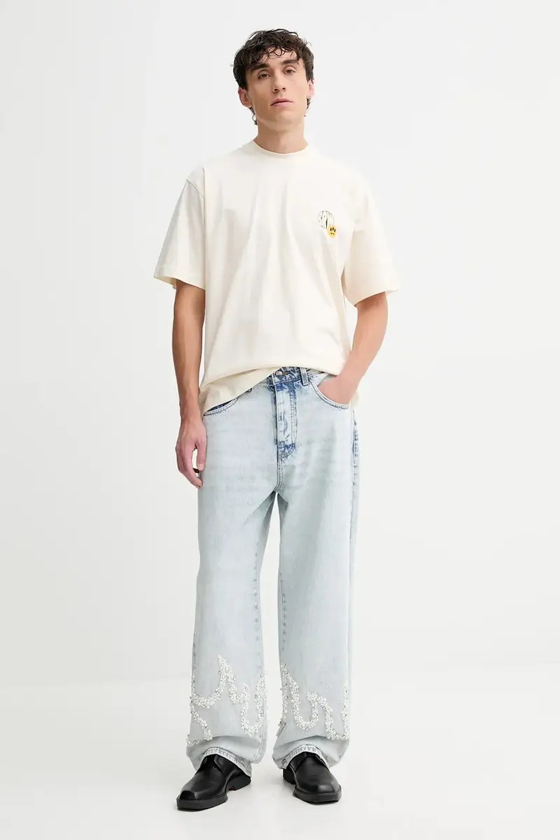 t-shirt in cotone colore beige F5BWUATH124 miniatura 4