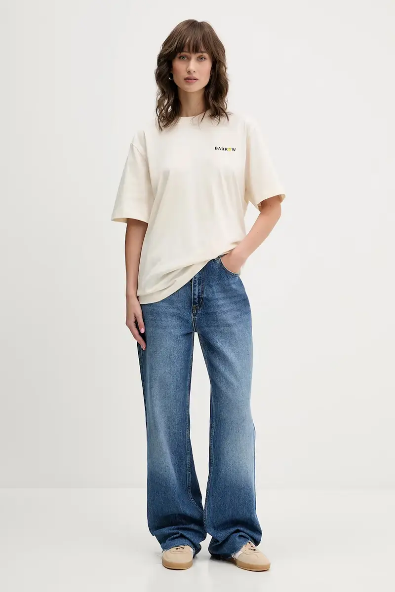 t-shirt in cotone colore beige F5BWUATH127 miniatura 3