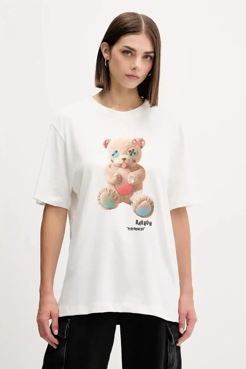 t-shirt in cotone colore bianco F5BWUATH118 miniatura 3