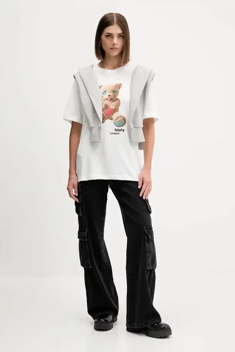 t-shirt in cotone colore bianco F5BWUATH118 miniatura 5