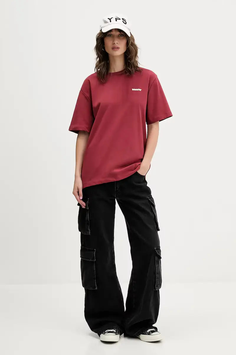 t-shirt in cotone colore granata F5BWUATH070 miniatura 3