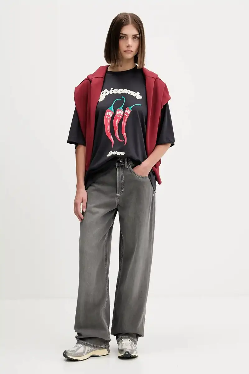 t-shirt in cotone colore grigio F5BWUATH079 miniatura 5