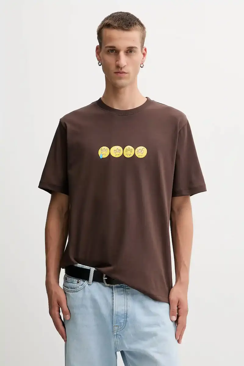 t-shirt in cotone colore marrone F5BWUATH085 miniatura 2