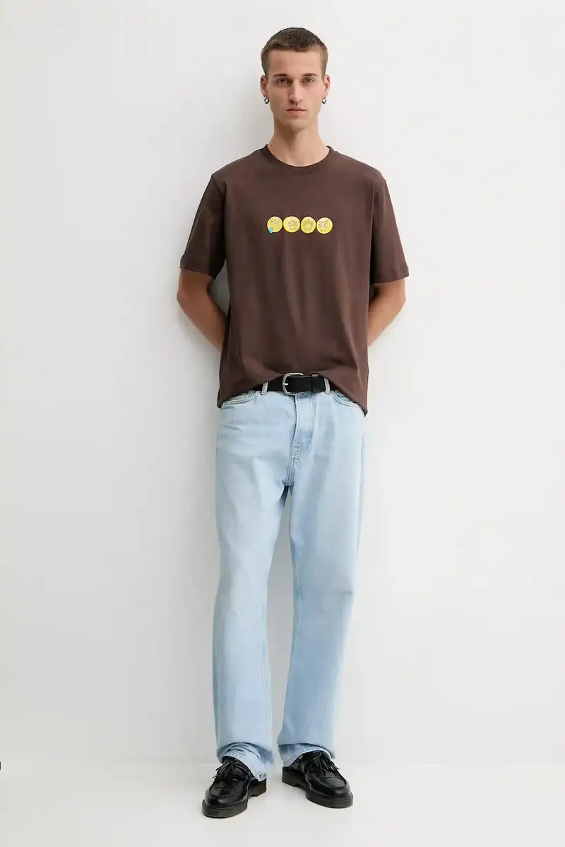 t-shirt in cotone colore marrone F5BWUATH085 miniatura 4