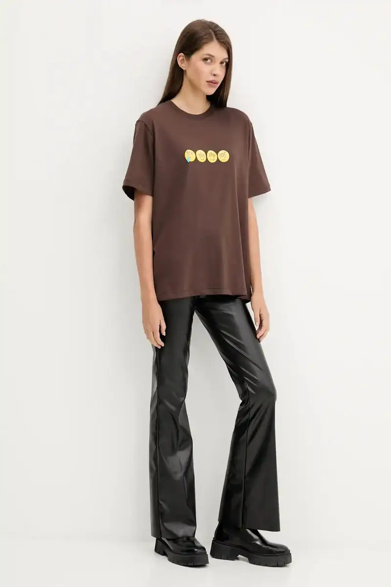 t-shirt in cotone colore marrone F5BWUATH085 miniatura 5