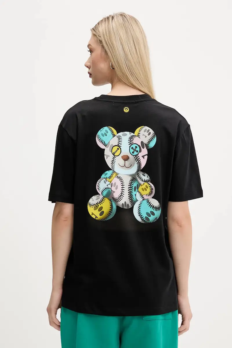 t-shirt in cotone colore nero F5BWUATH053 miniatura 3