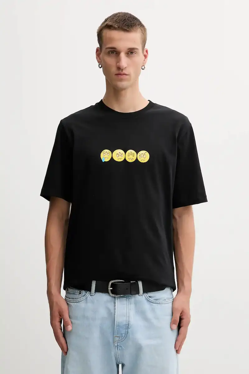 t-shirt in cotone colore nero F5BWUATH085 miniatura 2