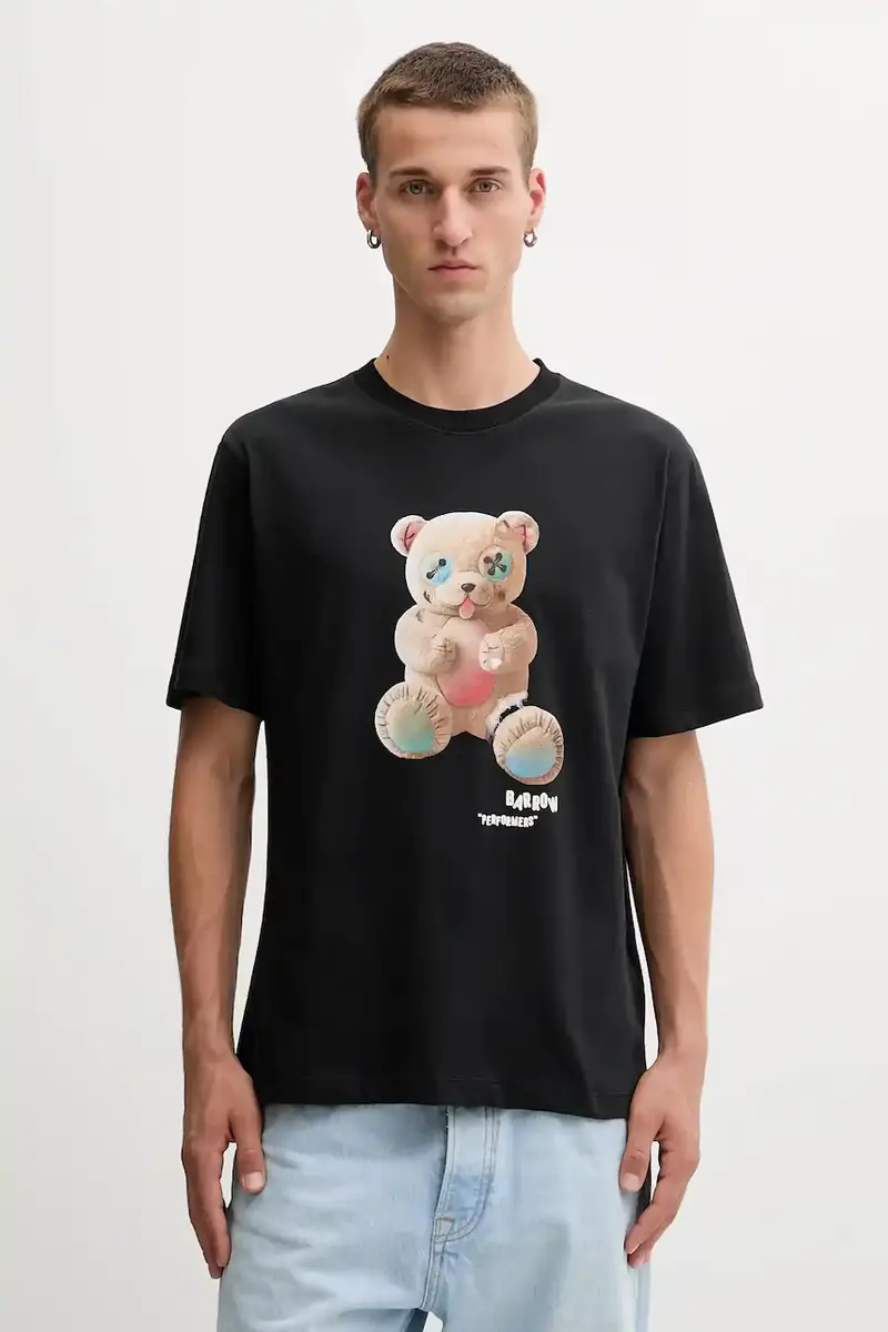 t-shirt in cotone colore nero F5BWUATH118 miniatura 2