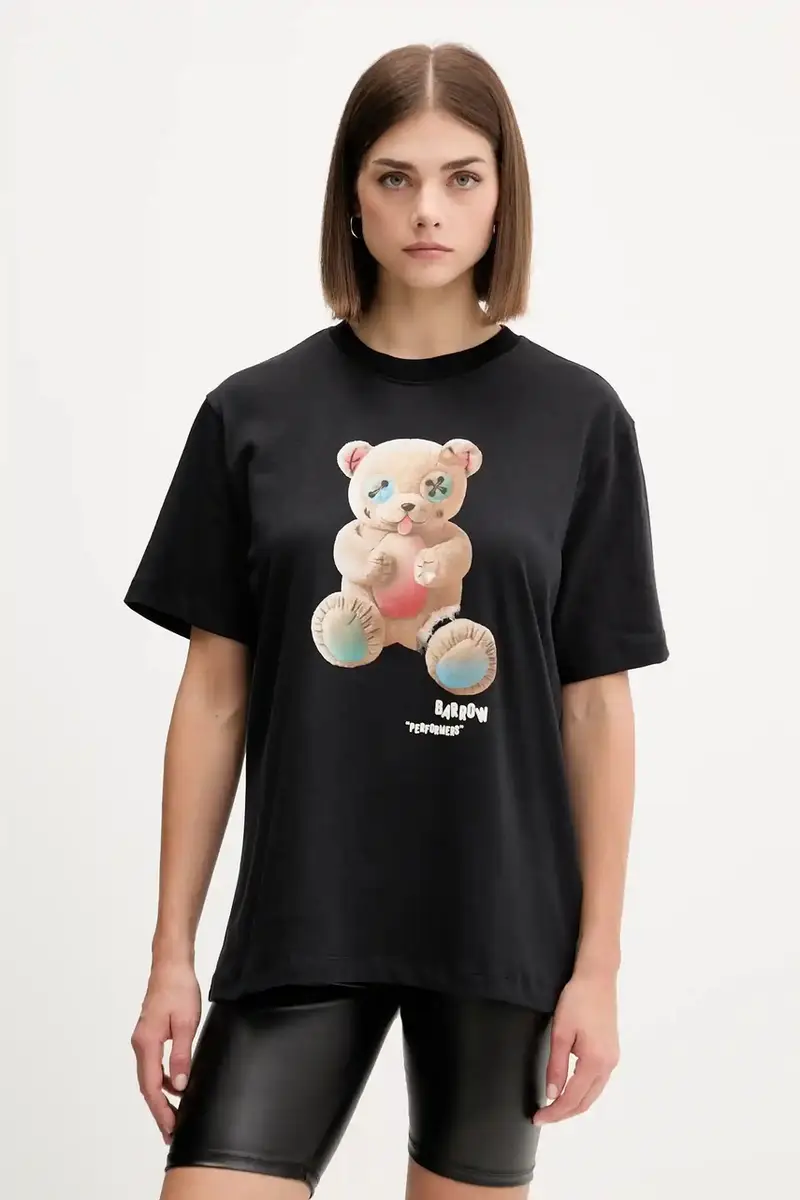 t-shirt in cotone colore nero F5BWUATH118 miniatura 3