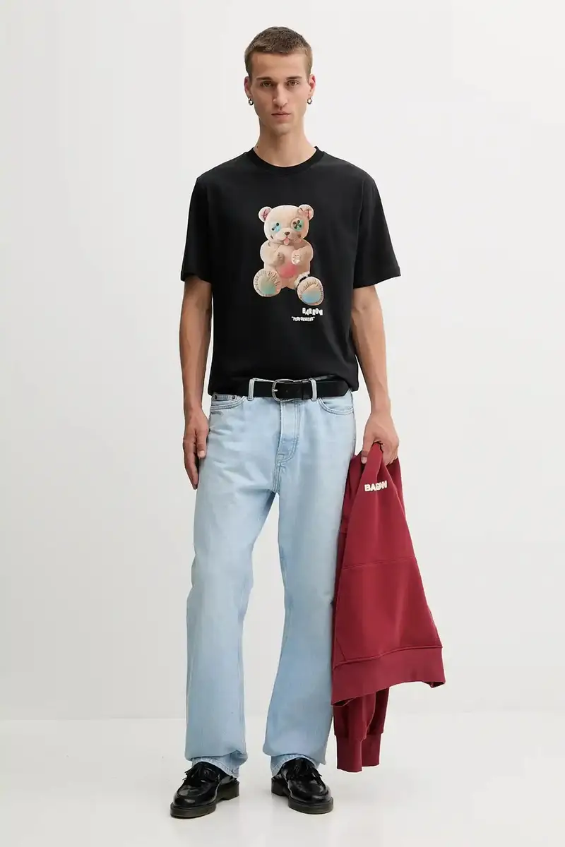 t-shirt in cotone colore nero F5BWUATH118 miniatura 4