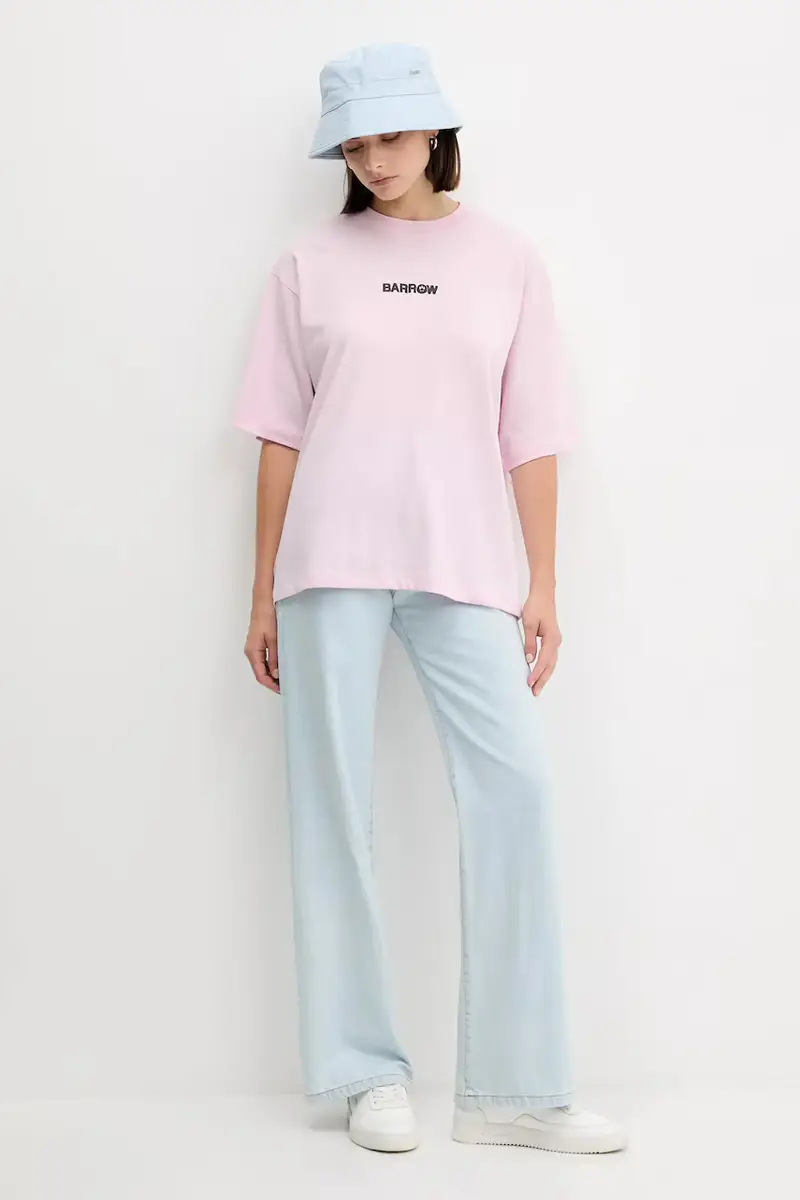 t-shirt in cotone colore rosa F5BWUATH049 miniatura 3