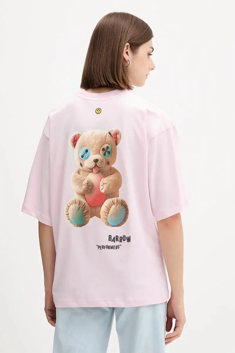 t-shirt in cotone colore rosa F5BWUATH049 miniatura 4