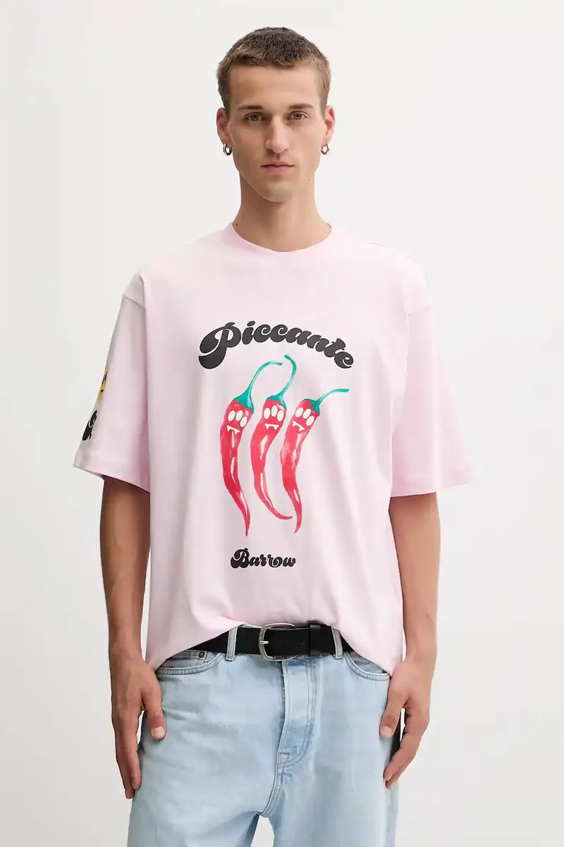 t-shirt in cotone colore rosa F5BWUATH079 miniatura 2