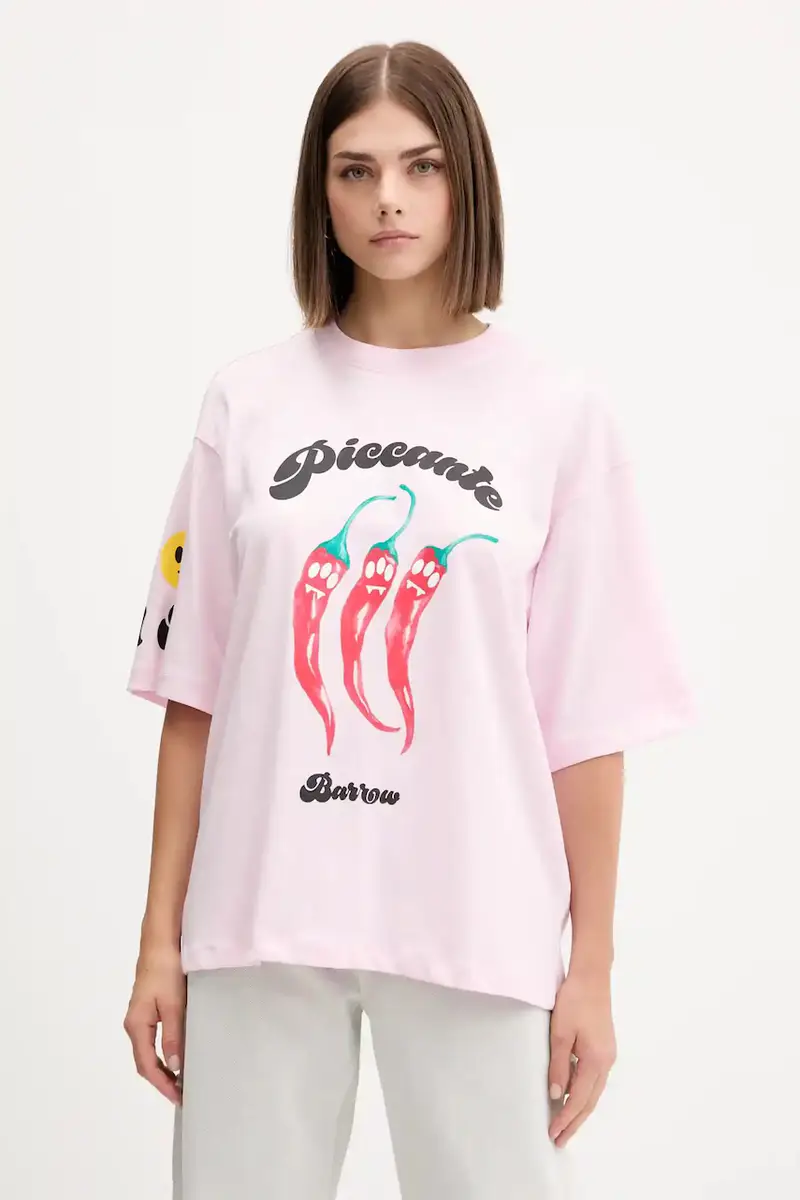 t-shirt in cotone colore rosa F5BWUATH079 miniatura 3