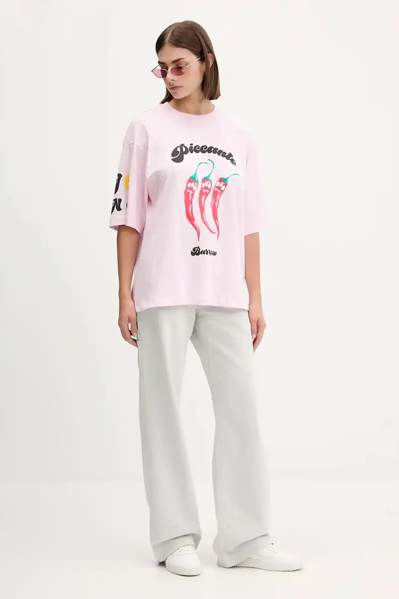 t-shirt in cotone colore rosa F5BWUATH079 miniatura 5