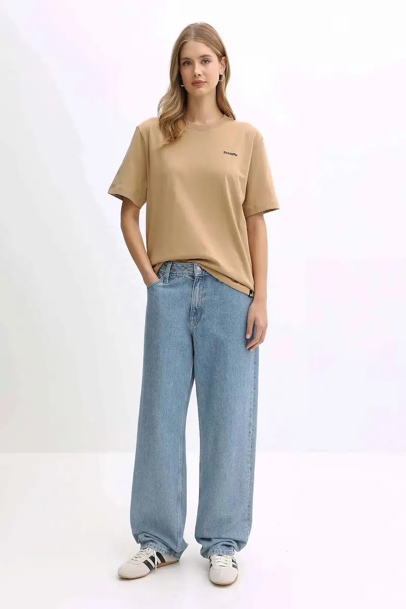 t-shirt in cotone colore verde F5BWUATH070 Beige miniatura 3