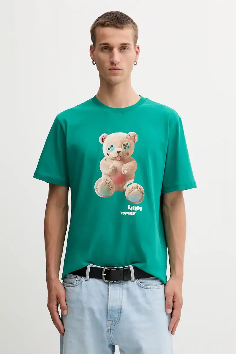 t-shirt in cotone colore verde F5BWUATH118 miniatura 2