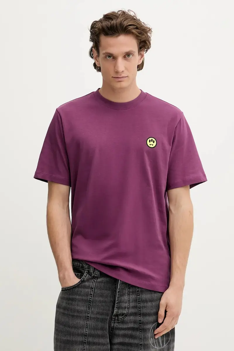 t-shirt in cotone colore violetto F5BWUATH059 miniatura 2