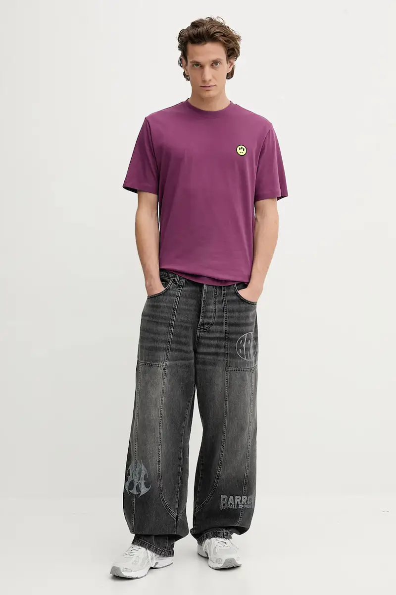 t-shirt in cotone colore violetto F5BWUATH059 miniatura 4