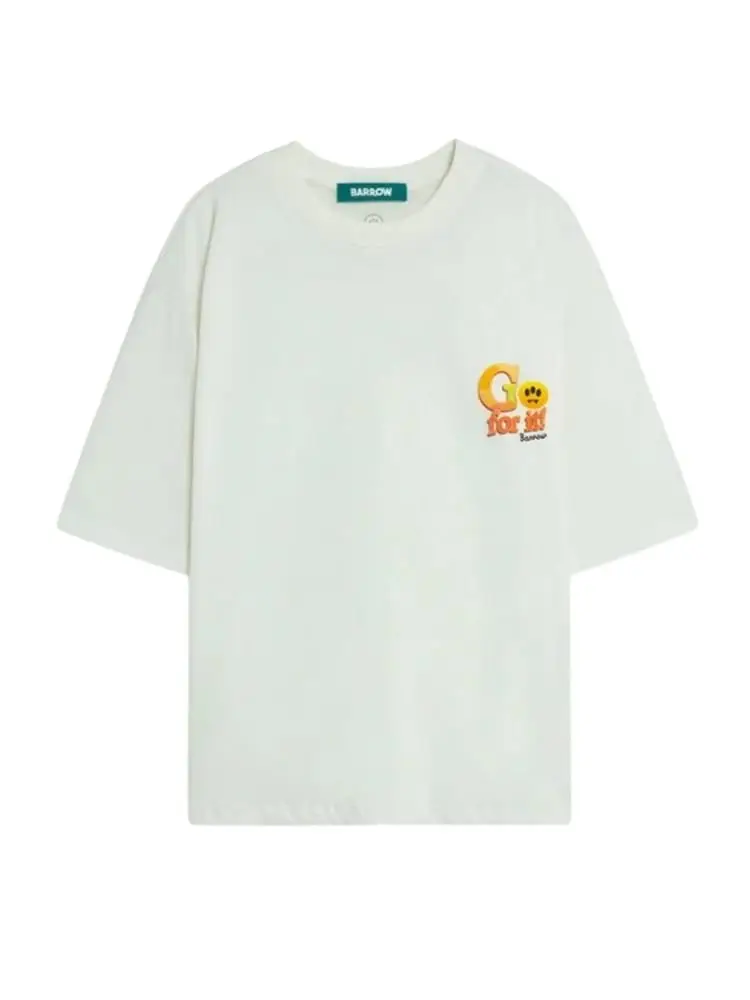 t-shirt unisex bianca con mini logo davanti e big logo anteriore