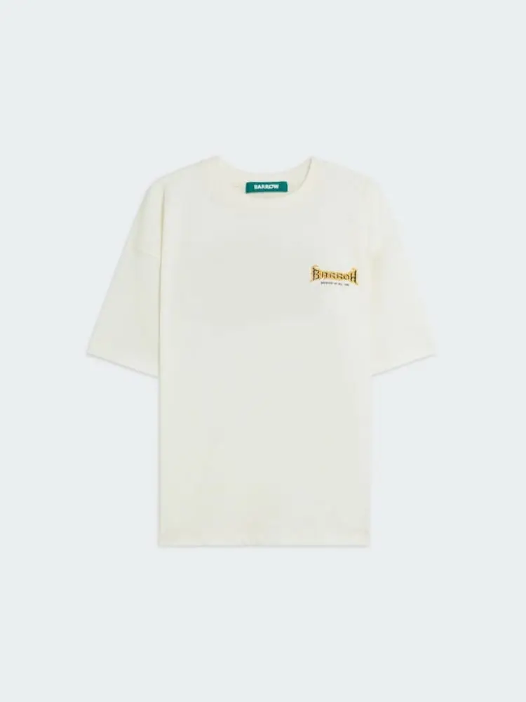 t-shirt unisex crema con maxi teschio dietro