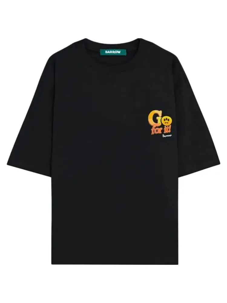t-shirt unisex nera con mini logo davanti e big logo anteriore