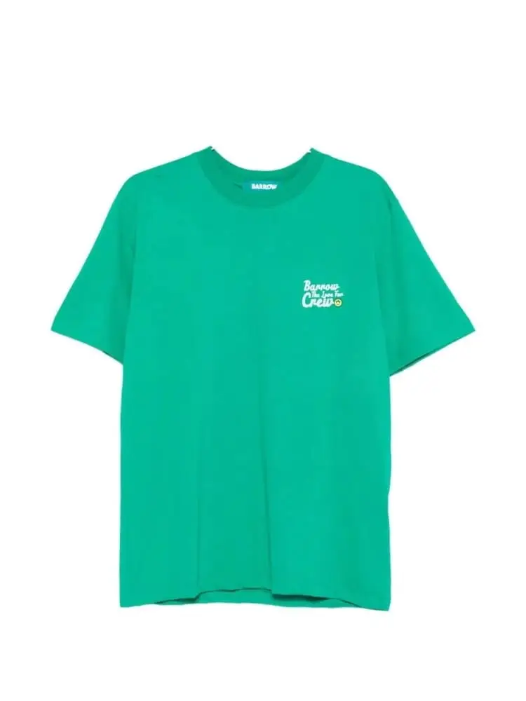 t-shirt unisex verde con mini logo davanti e big stampa dietro