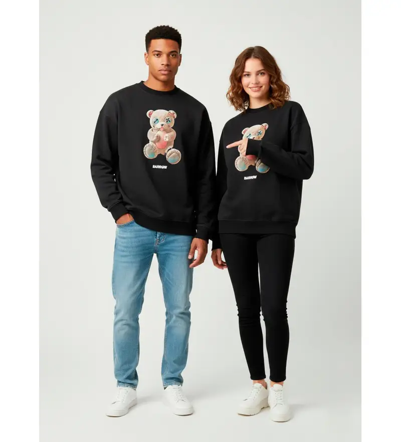 unisex. F5BWUASW048 Felpa con logo nero (L), Casual, Cotone