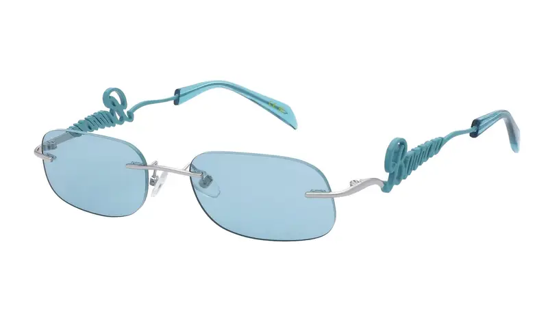 Barrow Unisex SBA013 ROUND GLASANT  S27Y Occhiali da sole Metallo Palladio Azzurro Geometrica Normale