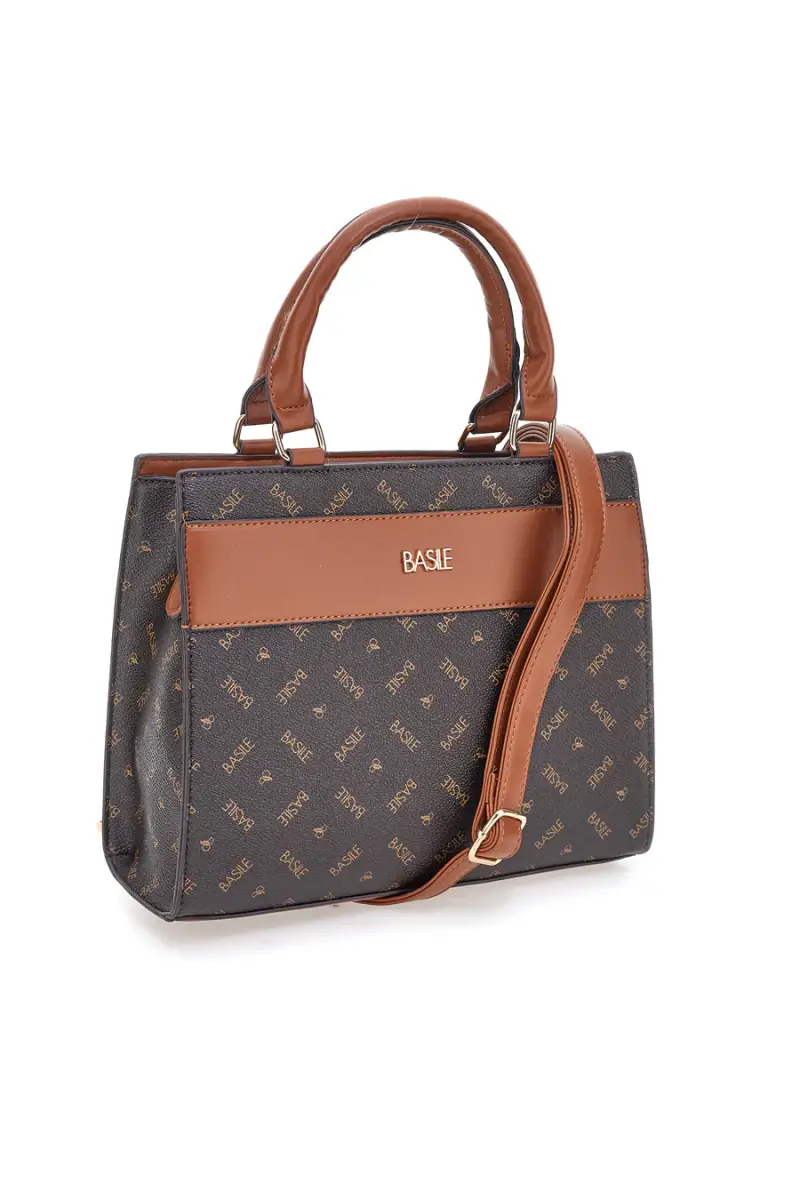 Borsa marrone con doppi manici Basile BA1146LOG [MARRONE] miniatura 3