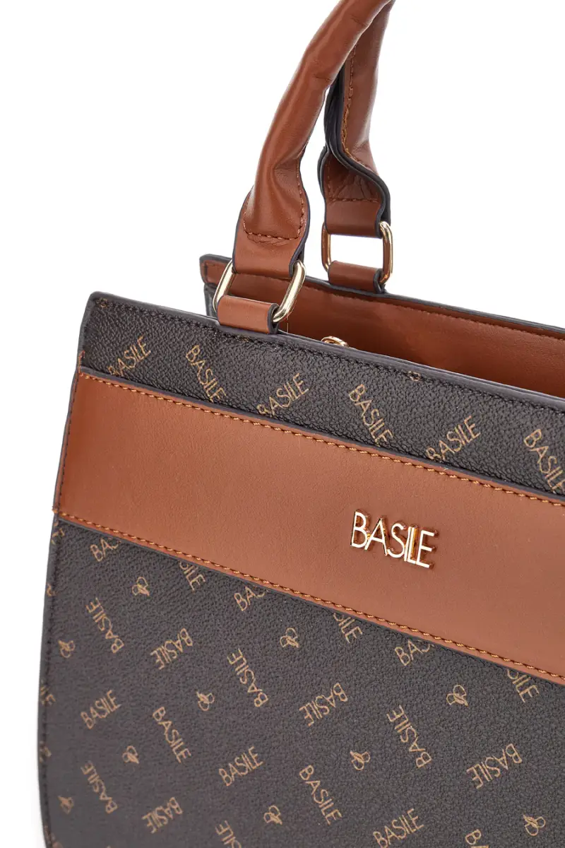Borsa marrone con doppi manici Basile BA1146LOG [MARRONE] miniatura 5