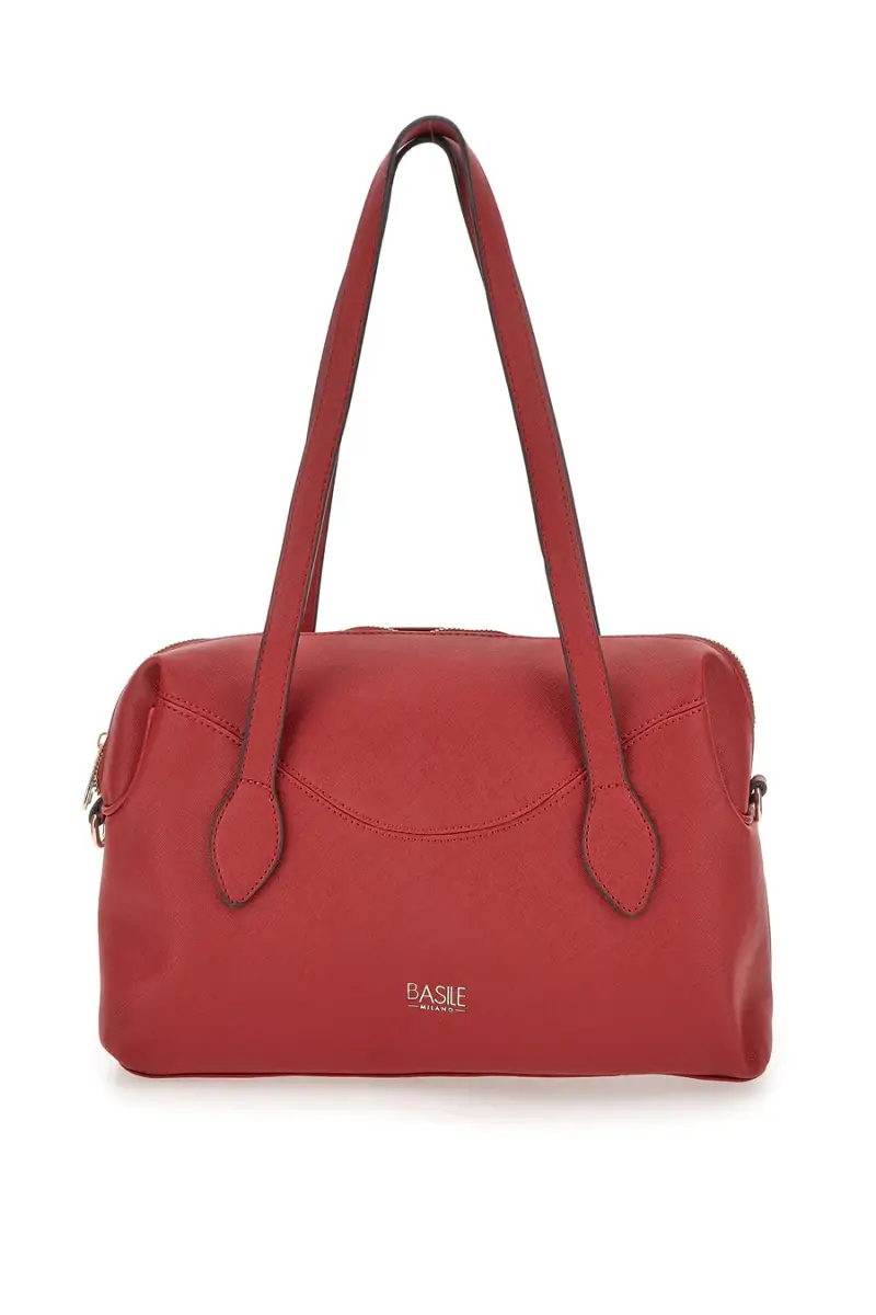 Borsa rossa con doppi manici e tracolla removibile Basile BA1309SAF [ROSSO]
