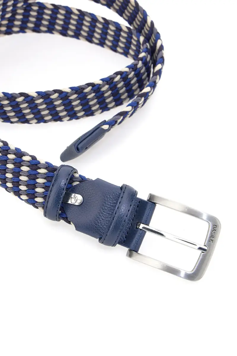Cintura intrecciata blu e beige elastica Basile BA1346/ELASTICO [BLU] miniatura 2