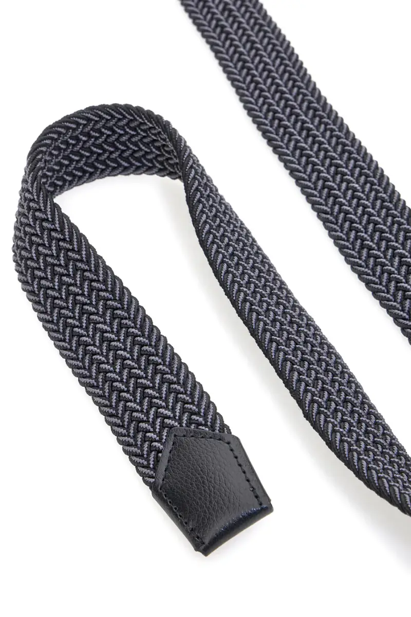 Cintura intrecciata nera e grigia a spina di pesce Basile BA1347/ELASTICO [NERO] miniatura 2