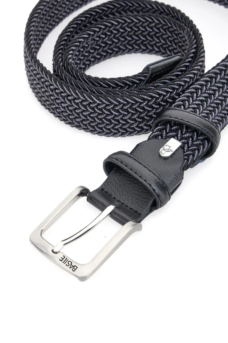 Cintura intrecciata nera e grigia a spina di pesce Basile BA1347/ELASTICO [NERO] miniatura 3