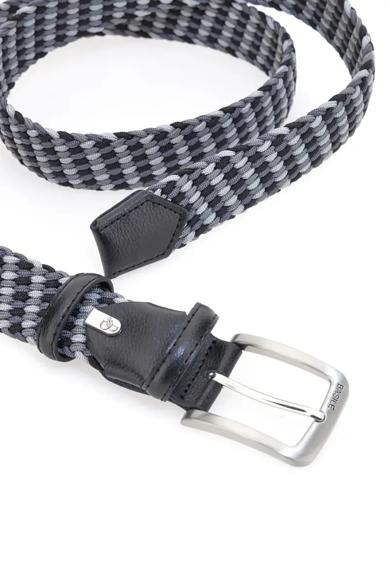 Cintura intrecciata nera e grigia elastica Basile BA1346/ELASTICO [NERO] miniatura 2
