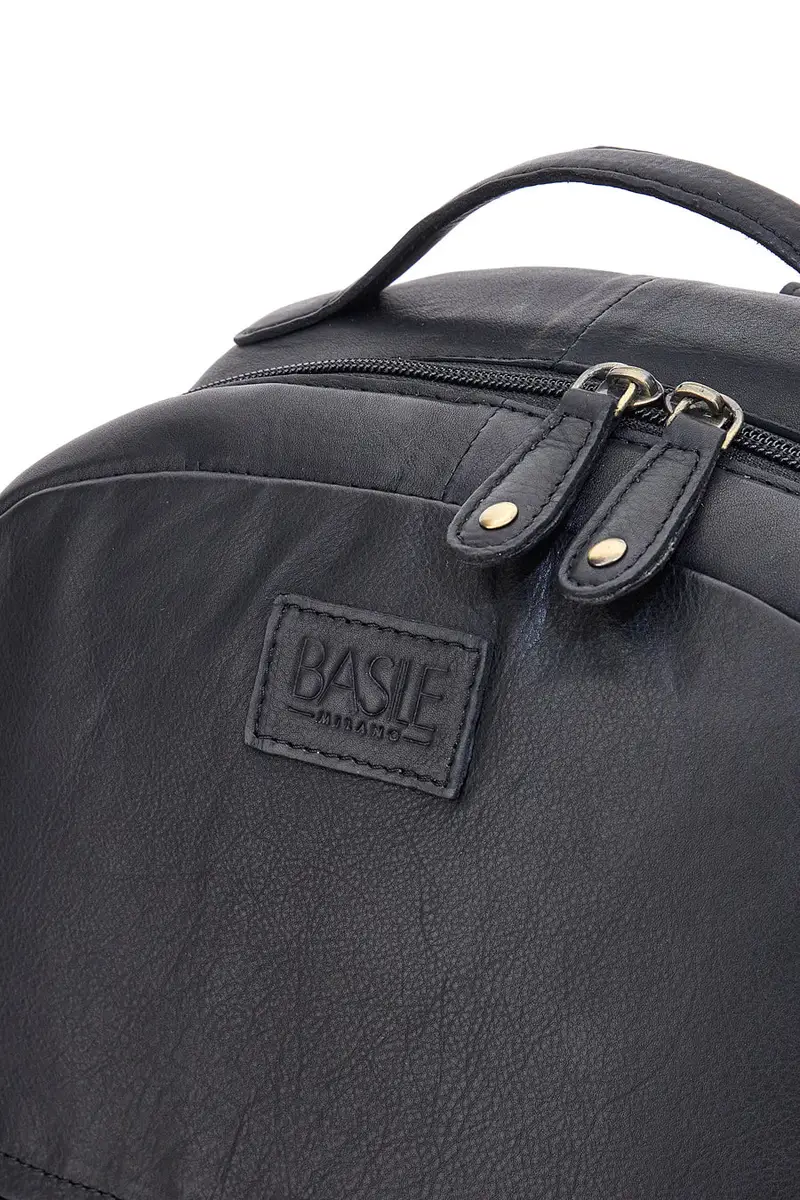 Zaino nero in vera pelle con tasche laterali Basile BA3545DX [NERO] miniatura 2