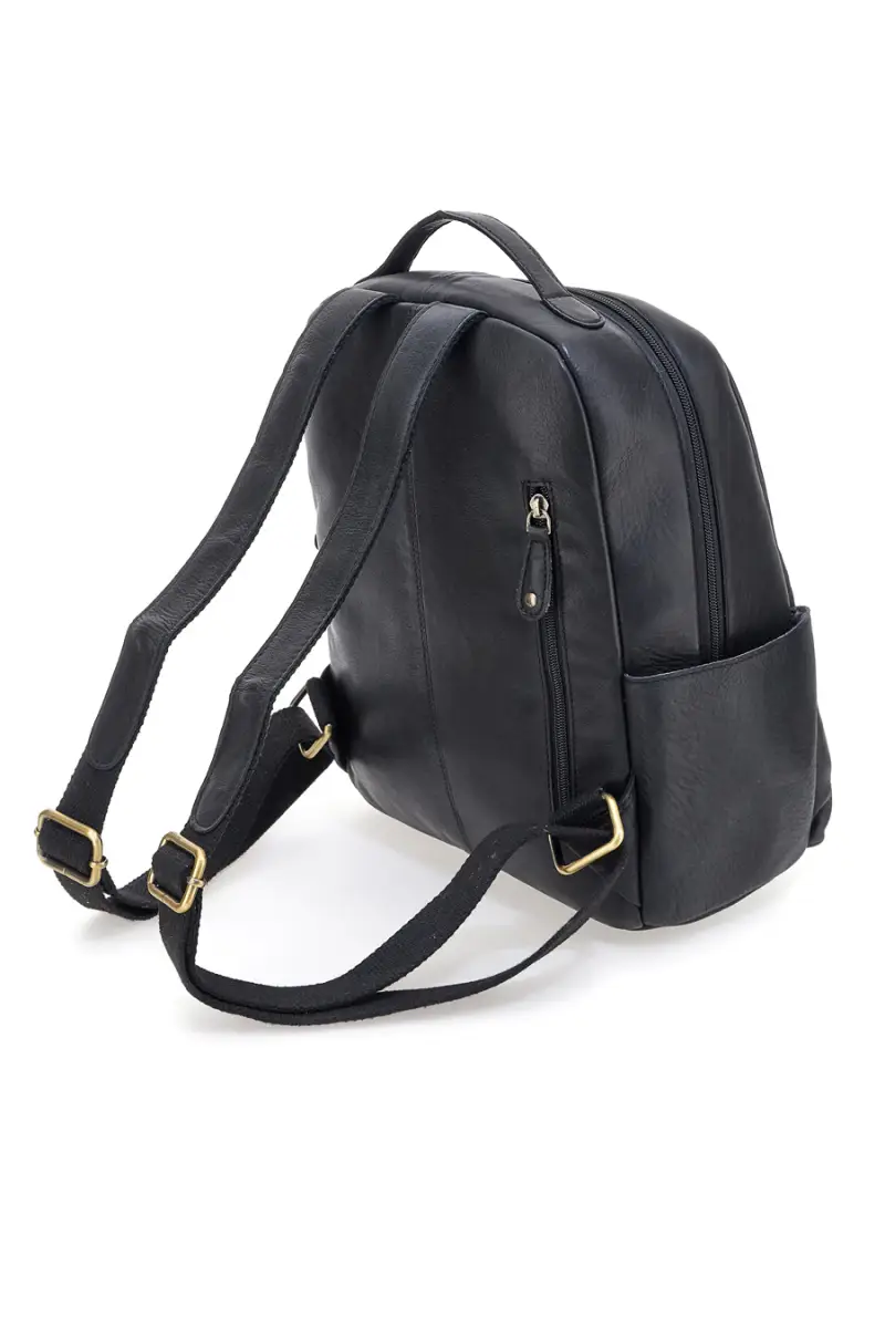 Zaino nero in vera pelle con tasche laterali Basile BA3545DX [NERO] miniatura 4