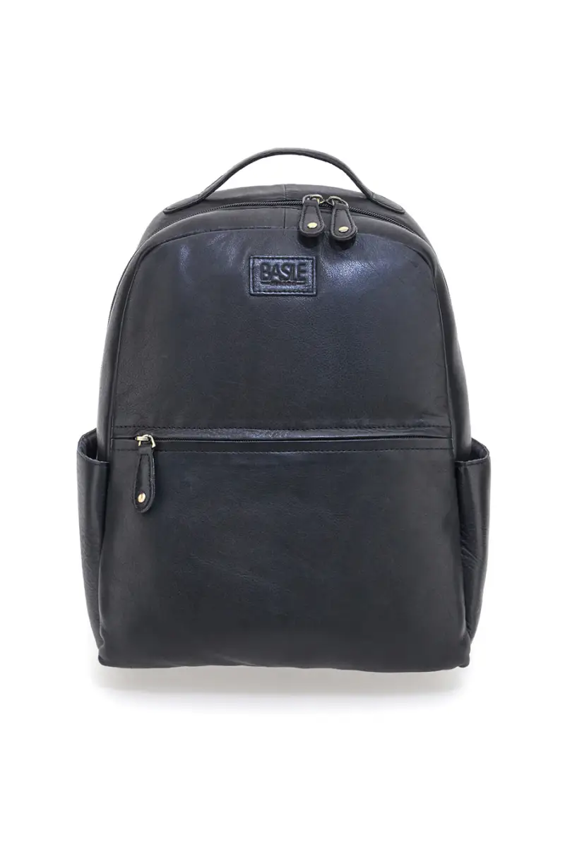 Zaino nero in vera pelle con tasche laterali Basile BA3545DX [NERO]