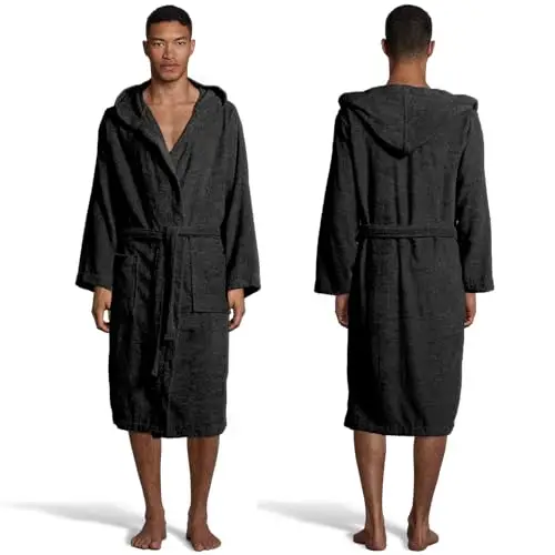 Bassetti, Accappatoio, Spugna 100% Cotone Pettinato, 360gsm, 54 cm x 56 cm, Taglia XL, Tinta Unita, ANTRACITE miniatura 3