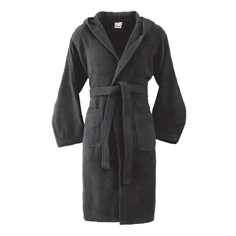 Bassetti, Accappatoio, Spugna 100% Cotone Pettinato, 360gsm, 54 cm x 56 cm, Taglia XL, Tinta Unita, ANTRACITE - NERO