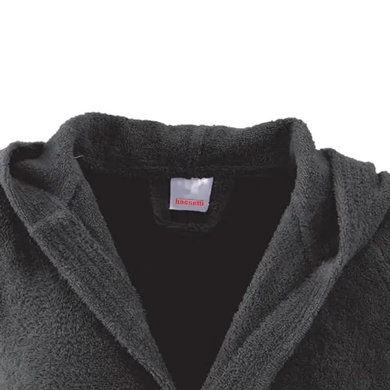 Bassetti, Accappatoio, Spugna 100% Cotone Pettinato, 360gsm, 54 cm x 56 cm, Taglia XL, Tinta Unita, ANTRACITE - NERO miniatura 2