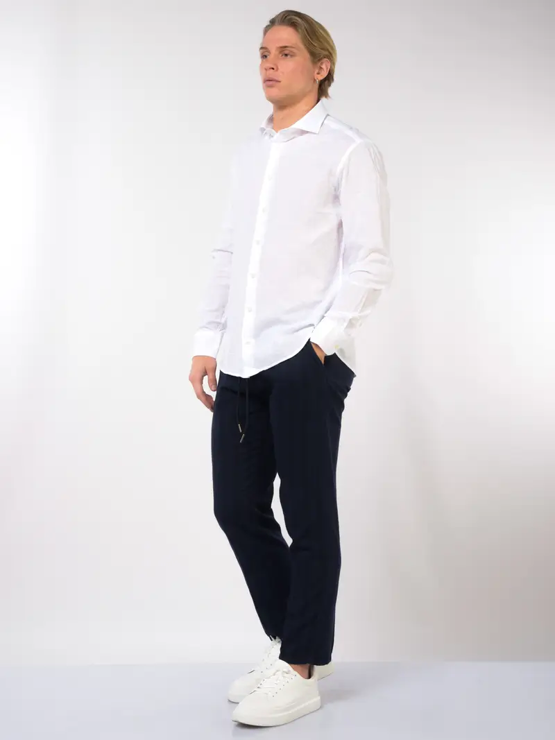 camicia da uomo Bastoncino collo francese jaquard Bianco miniatura 2