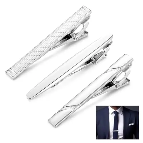 Batheidon Set di 3 Fermacravatte Uomo Classici in Rame, ferma cravatta da uomo, Fermacravatte Eleganti per Business,