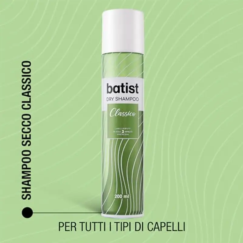 Batist Shampoo Secco Classico, Shampoo a secco ravvivante per capelli perfetti in soli 3 minuti, senz'acqua, Shampoo secco adatto a tutti i tipi di capelli, 200 ml, Made in Italy miniatura 2