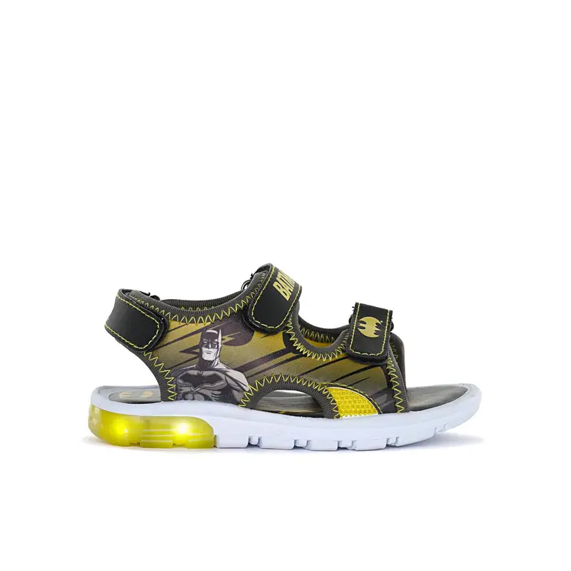 Sandali da bimbo cartoon neri e gialli con luci e con strappo