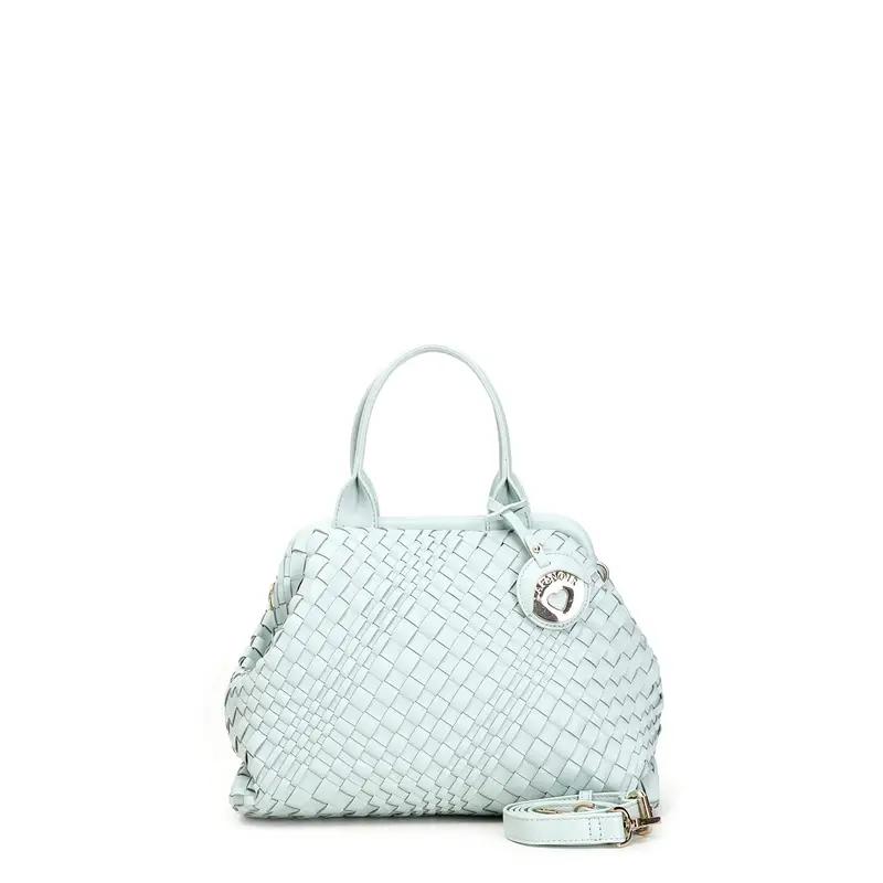 bauletto con intreccio irregolare e logo cafènoir acqua marina taglia unica