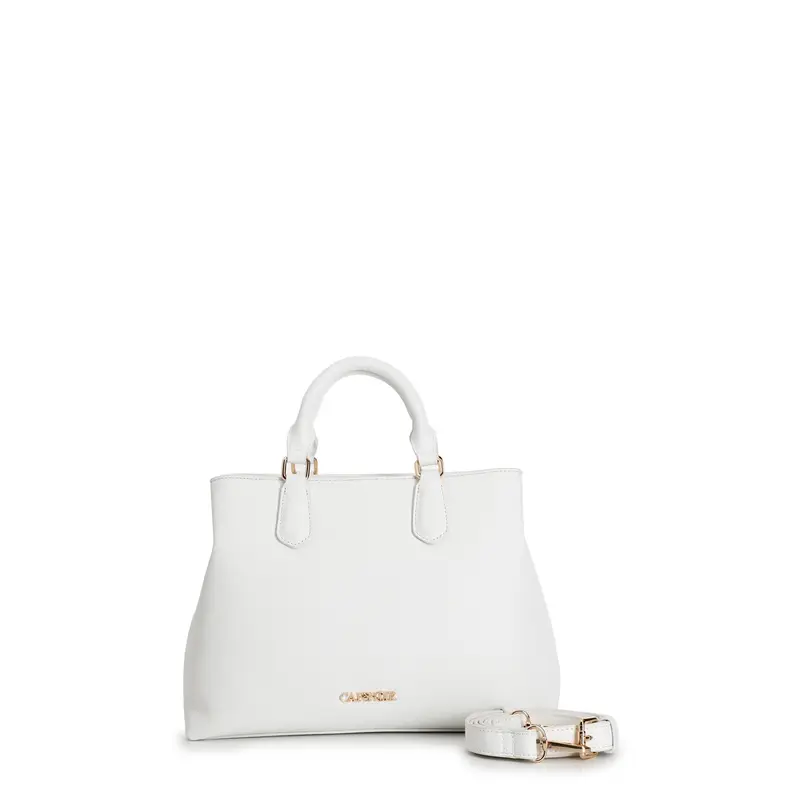 bauletto in materiale effetto saffiano bianco